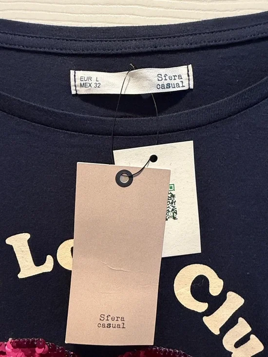 Self Love Club Blue Tee Sequin Graphic enbroided Tee - Picture 3 of 16